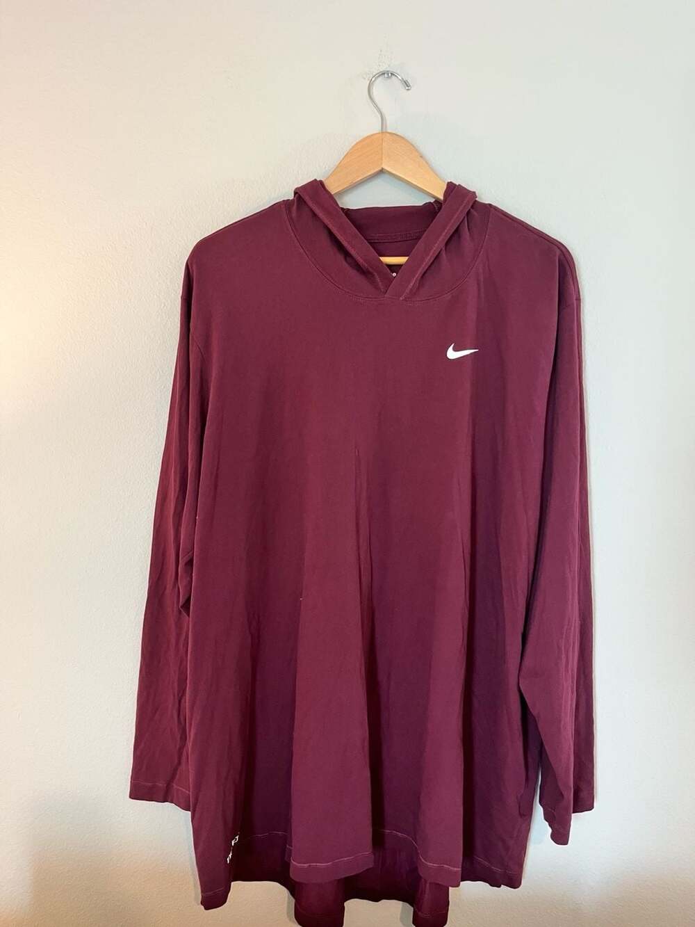 Nike, 3XL Dri Fit Hooded Long Sleeve, Lightweight, Maroon, Activewear